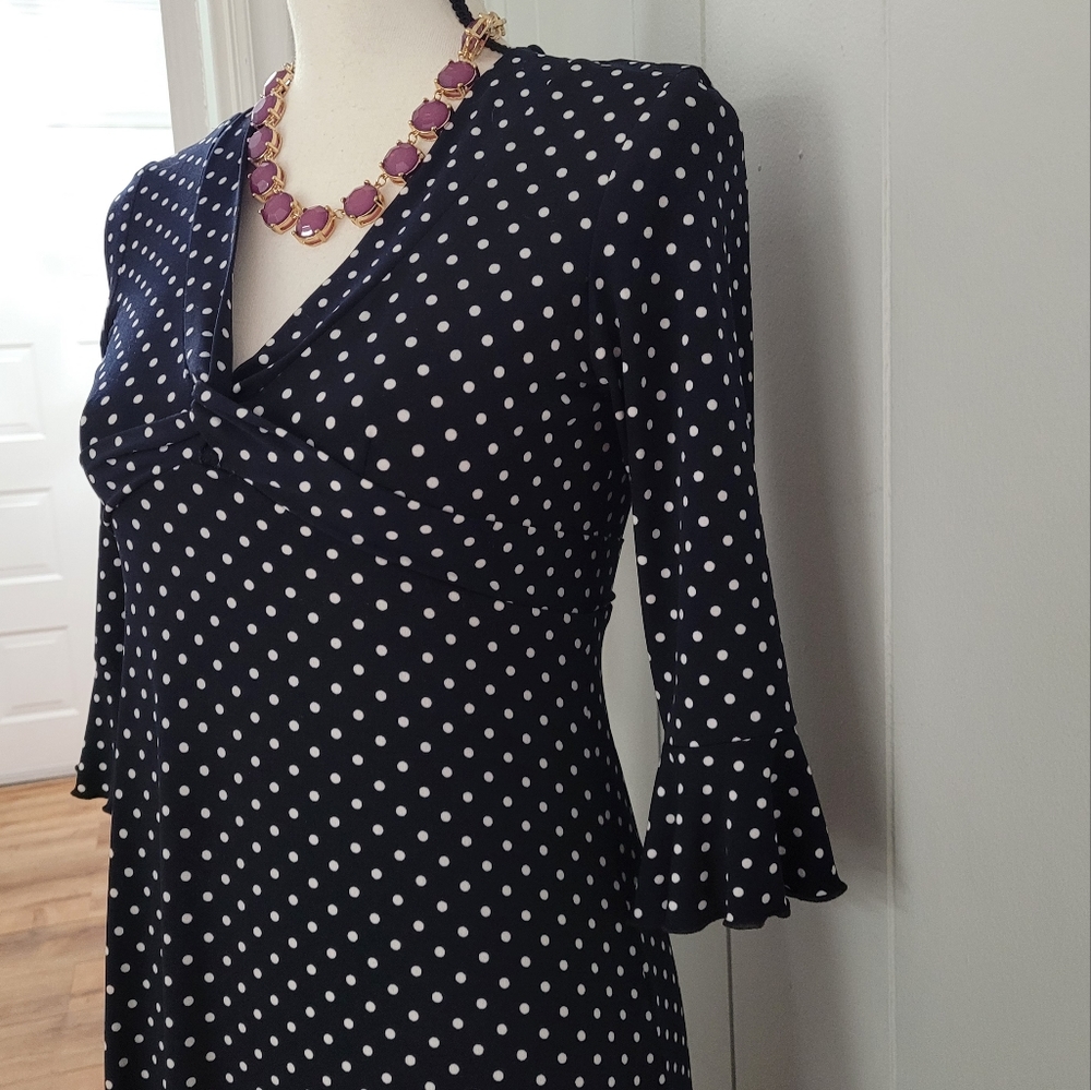 Polka dot dress Jessica Howard Vintage Navy Blue - Picture 11 of 15